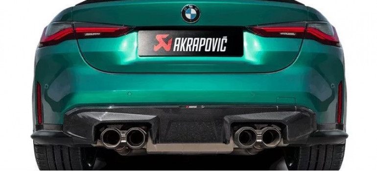 Диффузор из карбона Акрапович (Akrapovic) заднего бампера на БМВ М3/М4 (BMW M3/M4) G80/G82