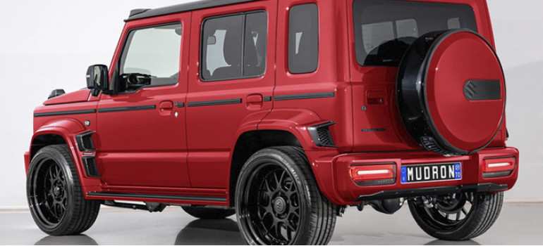 Аэродинамический обвес Mudron на Suzuki Jimny 5 дверей в стиле Mercedes G63 Brabus от японского тюнинг-ателье Aimgain