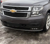 Губа переднего бампера с ДХО на Шевроле Тахо 4 (Chevrolet Tahoe 4) 2014-2020