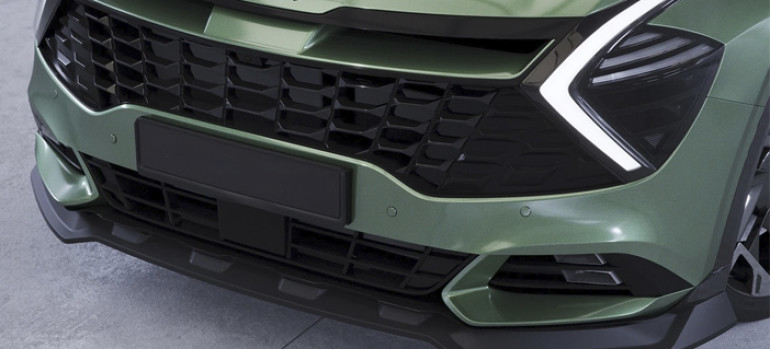 Накладка (губа) переднего бампера на КИА Спортейдж (KIA Sportage) NQ5 2021+ со стандартными бамперами