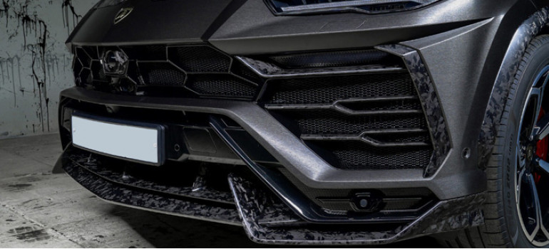 Карбоновая губа (спойлер) на передний бампер Ламборгини Урус (Lamborghini Urus)