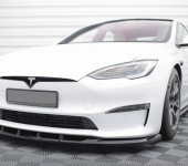 Губа (накладка) переднего бампера на Теслу Модел С Плейд (Tesla Model S Plaid) 2021 модельного года Вариант 1