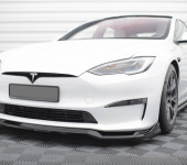 Губа (накладка) переднего бампера на Теслу Модел С Плейд (Tesla Model S Plaid) 2021 модельного года Вариант 2