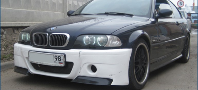 Установка переднего бампера CSL на BMW E46 Coupe