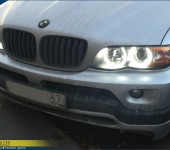 Полировка и бронирование фар и замена тусклых штатных ангельских глазок на сверхъяркие светодиодные SMD на BMW X5 E53