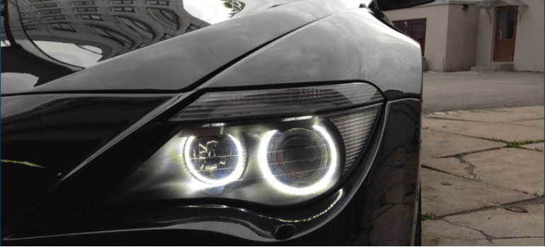 Установка сверхъярких светодиодных Ангельских Глазок в фары и полировка кузова БМВ ( BMW ) E63