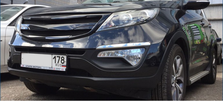 Установка и покраска тюнинг решетки радиатора на KIA Sportage (КИА Спортедж)