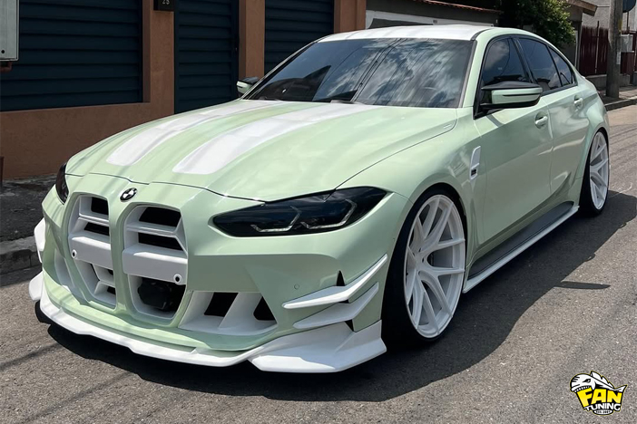 Необычное цветовое решение по окраске обвеса на БМВ (BMW) M3 G80 