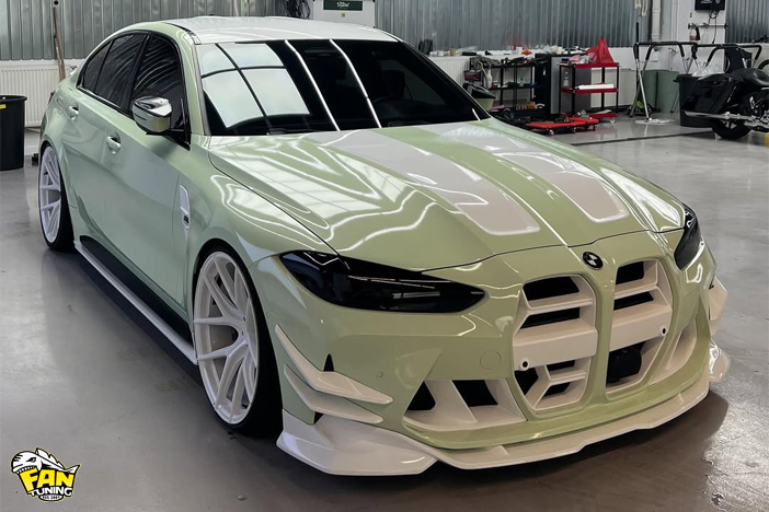 Необычное цветовое решение по окраске обвеса на БМВ (BMW) M3 G80 