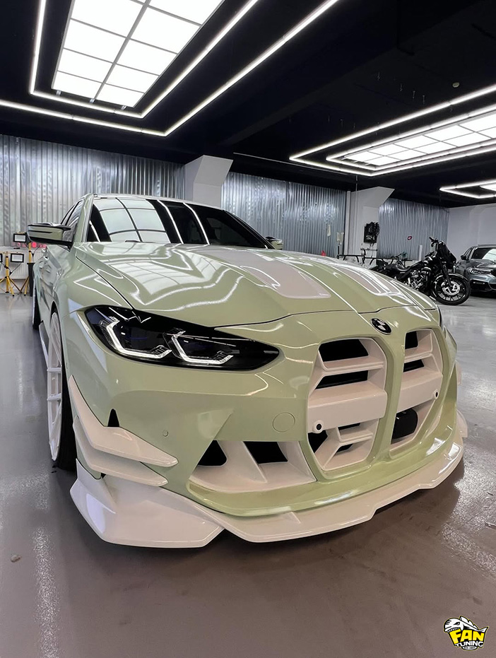 Необычное цветовое решение по окраске обвеса на БМВ (BMW) M3 G80 