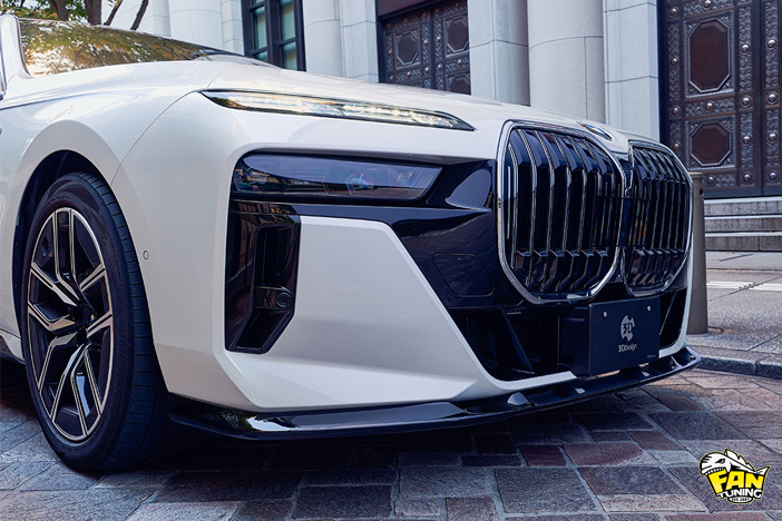 Спойлер (губа) переднего бампера на БМВ (BMW) 7 G70 от японского тюнинг-ателье 3D Design