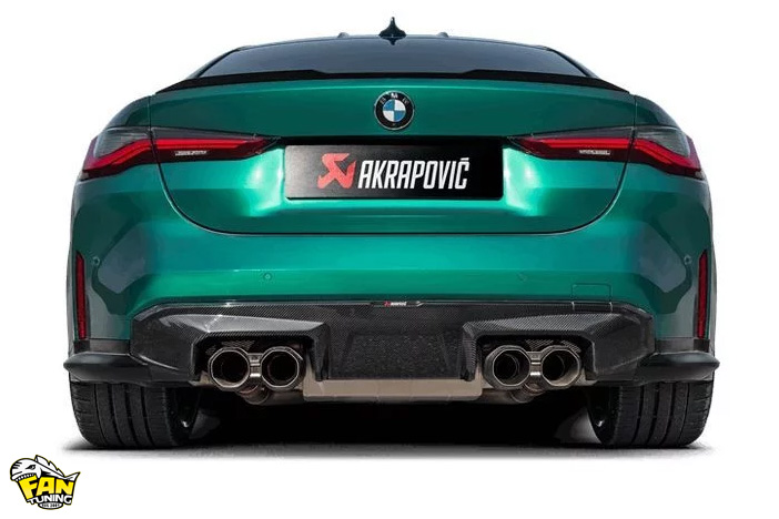 Диффузор из карбона Акрапович (Akrapovic) заднего бампера на БМВ М3/М4 (BMW M3/M4) G80/G82