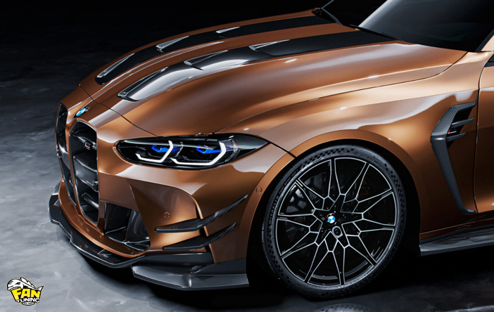 Карбоновый спойлер переднего бампера на БМВ М4 и М3 (BMW M4 и M3) G82 и G80