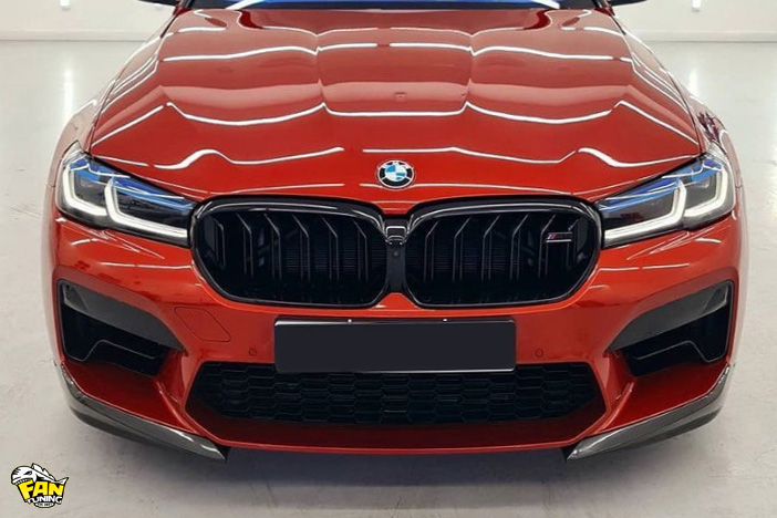 Карбоновыq спойлер переднего бампера М Перформанс (M Performance) на БМВ (BMW) M5 F90 LCI