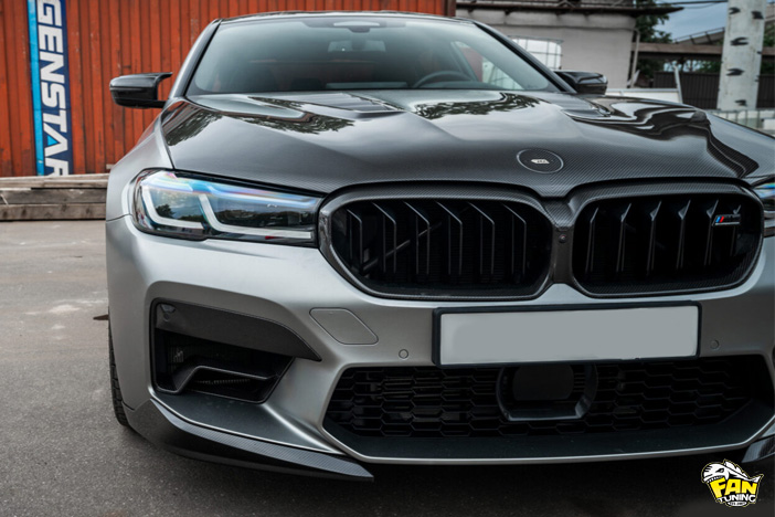 Карбоновыq спойлер переднего бампера М Перформанс (M Performance) на БМВ (BMW) M5 F90 LCI