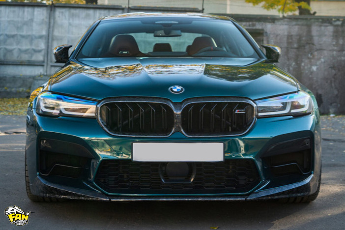 Карбоновыq спойлер переднего бампера М Перформанс (M Performance) на БМВ (BMW) M5 F90 LCI