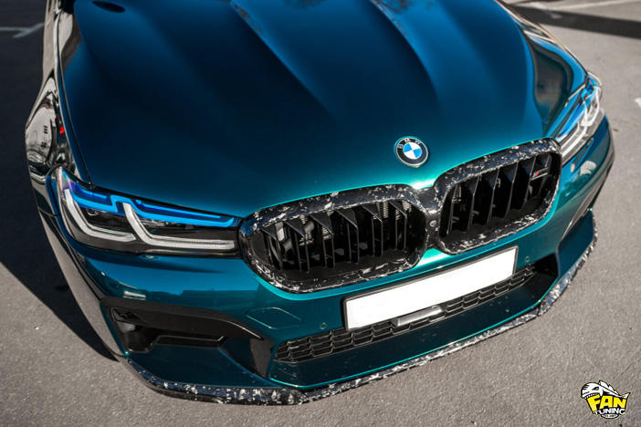 Карбоновыq спойлер переднего бампера М Перформанс (M Performance) на БМВ (BMW) M5 F90 LCI