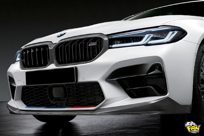 Карбоновыq спойлер переднего бампера М Перформанс (M Performance) на БМВ (BMW) M5 F90 LCI