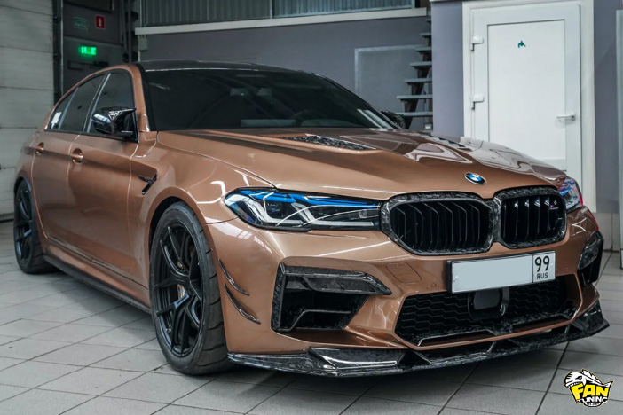 Карбоновая губа S переднего бампера БМВ (BMW) M5 F90 LCI