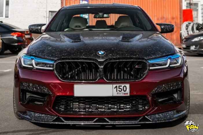 Карбоновая губа S переднего бампера БМВ (BMW) M5 F90 LCI