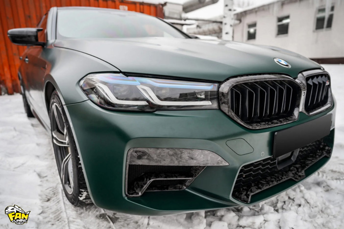 Карбоновая окантовка воздухозаборников переднего бампера на БМВ (BMW) M5 F90 LCI