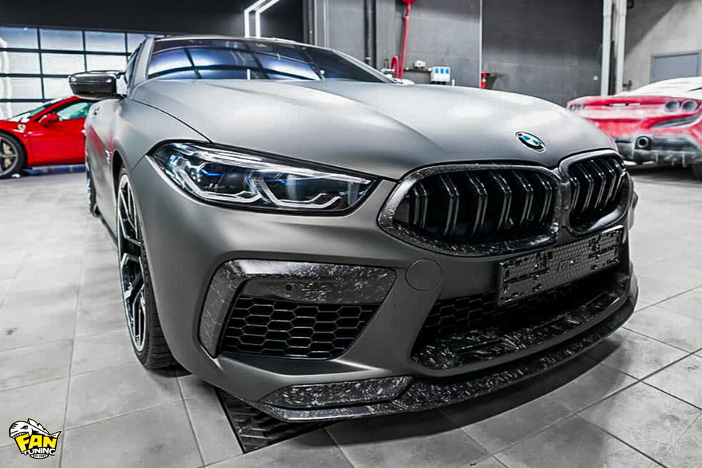 Карбоновые спойлеры переднего бампера на БМВ (BMW) M8 F92 и M8 F93 Gran Coupe