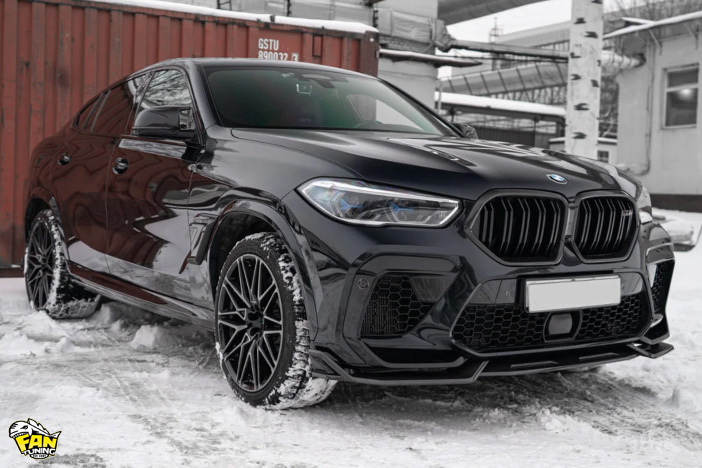 Карбоновый спойлер переднего бампера на БМВ (BMW) X6M F96