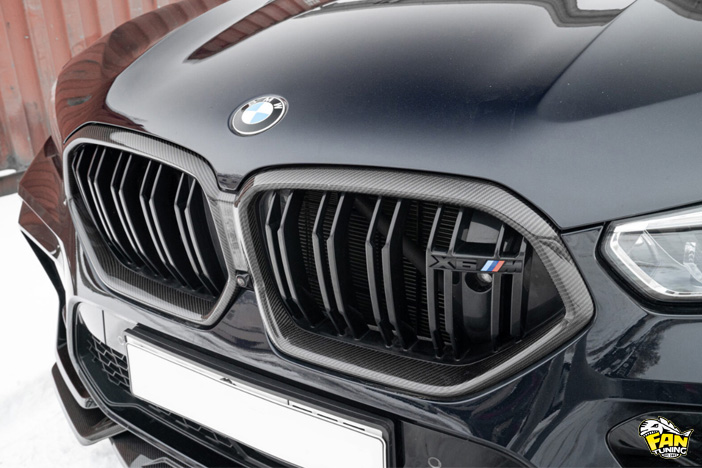 Карбоновая решетка радиатора (ноздри) для БМВ (BMW) X6M F96 и X6 G06