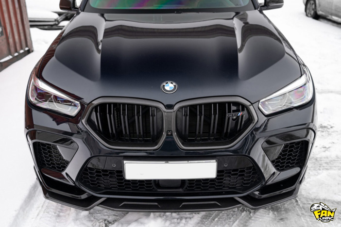 Карбоновая решетка радиатора (ноздри) для БМВ (BMW) X6M F96 и X6 G06