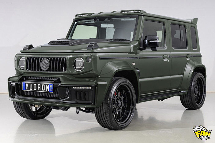 Аэродинамический обвес Mudron на Suzuki Jimny 5 дверей в стиле Mercedes G63 Brabus от японского тюнинг-ателье Aimgain