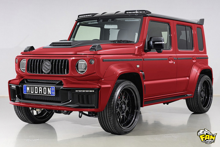 Аэродинамический обвес Mudron на Suzuki Jimny 5 дверей в стиле Mercedes G63 Brabus от японского тюнинг-ателье Aimgain