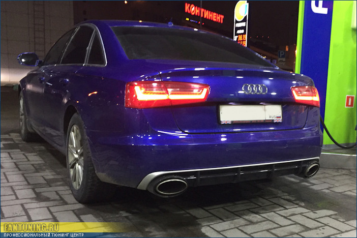 Диффузор в стиле RS6 в задний бампер Ауди (Audi) A6 C7