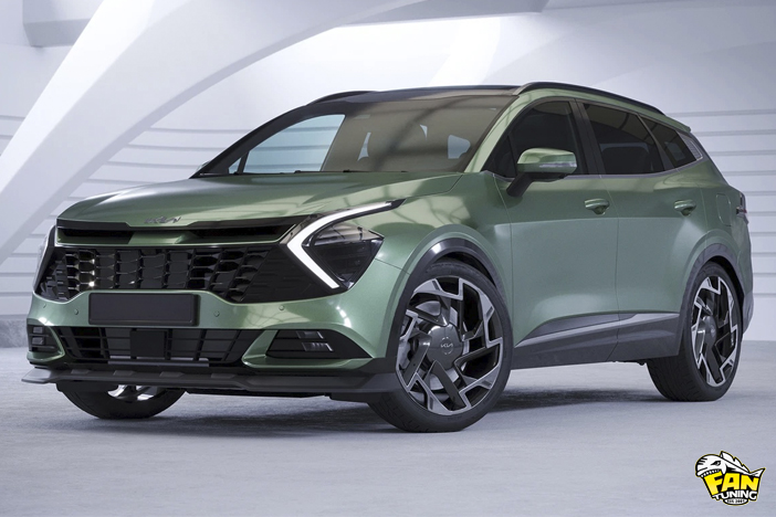 Накладка (губа) переднего бампера на КИА Спортейдж (KIA Sportage) NQ5 2021+ со стандартными бамперами