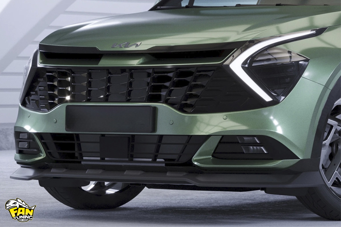 Накладка (губа) переднего бампера на КИА Спортейдж (KIA Sportage) NQ5 2021+ со стандартными бамперами