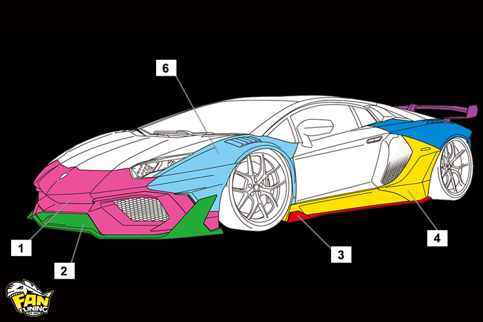 Аэродинамический обвес Widebody GT от японского тюнинг-ателье AimGain на Ламборгини Авентадор (Lamborghini Aventador)