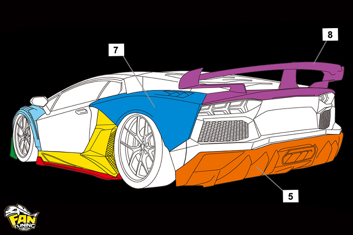 Аэродинамический обвес Widebody GT от японского тюнинг-ателье AimGain на Ламборгини Авентадор (Lamborghini Aventador)