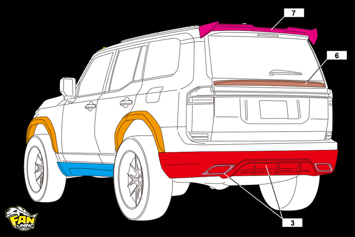 Аэродинамический обвес на Лексус (Lexus) GX550 от японского тюнинг-ателье AIMGAIN
