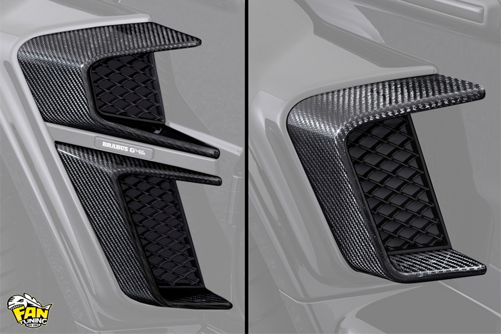 Карбоновые вставки в жабры расширителей колесных арок обвеса WideStar на Мерседес (Mercedes) G W463a