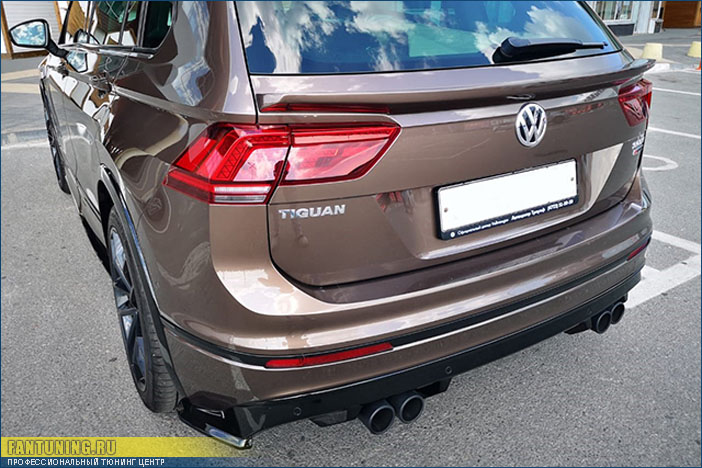 Элероны под задний бампер на Фольксваген Тигуан (Volkswagen Tiguan) MK2 R-Line/Sportline