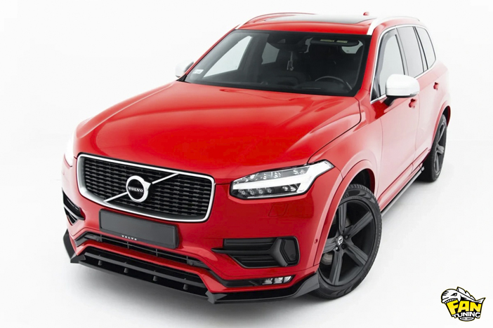 Сплиттер переднего бампера на Вольво (Volvo) XC90 R-Design 2014-2019 г.в.