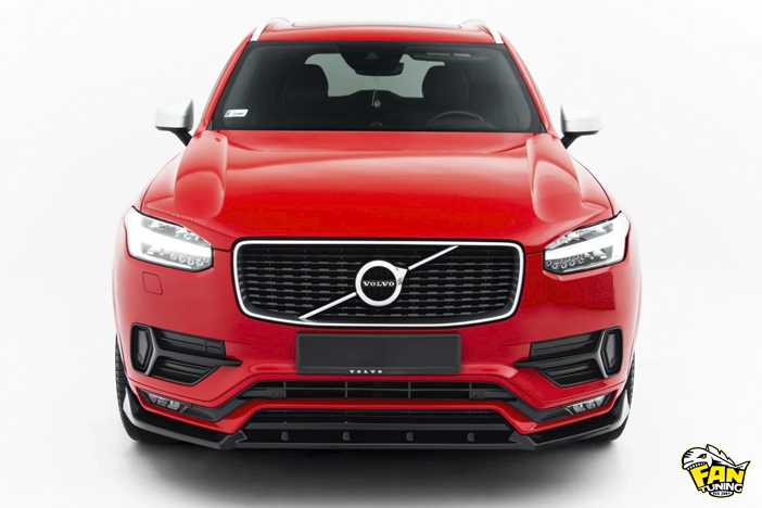 Сплиттер переднего бампера на Вольво (Volvo) XC90 R-Design 2014-2019 г.в.