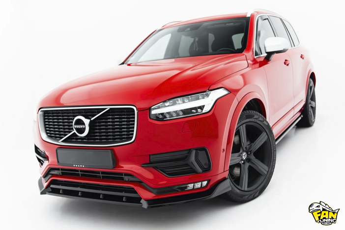 Сплиттер переднего бампера на Вольво (Volvo) XC90 R-Design 2014-2019 г.в.