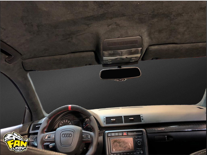 Перетяжка потолка в алькантару на Ауди (Audi) RS4