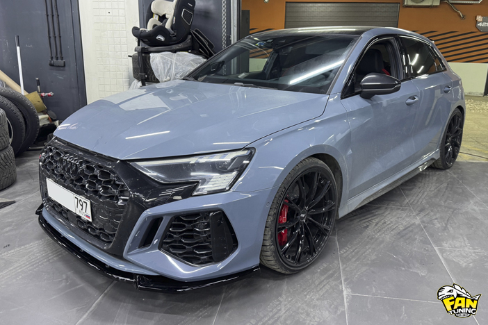 Установка губы переднего бампера и спойлера на багажник на Ауди (Audi) RS3