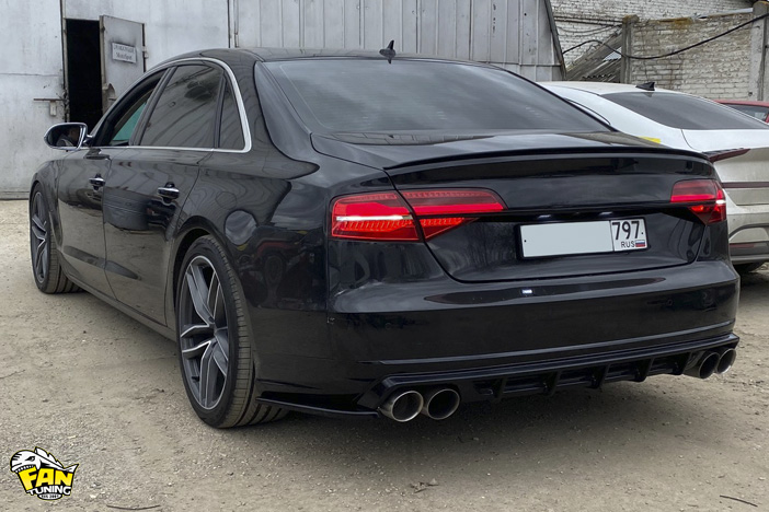 Установка диффузора и уголков на задний бампер Ауди (Audi) S8 D4FL