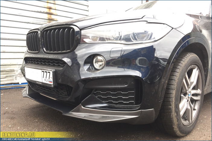 Подгонка и установка карбоновой "губы"на бампер БМВ (BMW) X6 F16