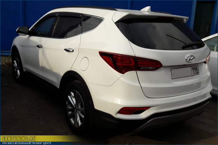 Перетяжка руля в автомобильную кожу на Hyundai Santa Fe