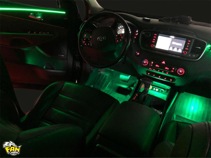 Установка контурной атмосферной подсветки салона Ambient Light в КИА Соренто Прайм (KIA Sorento Prime)