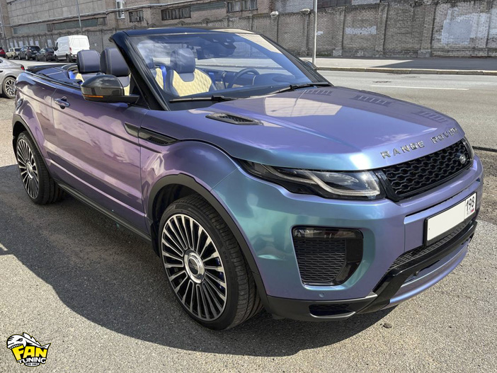 Перетяжка салона в натуральную кожу в Range Rover Evoque кабриолет