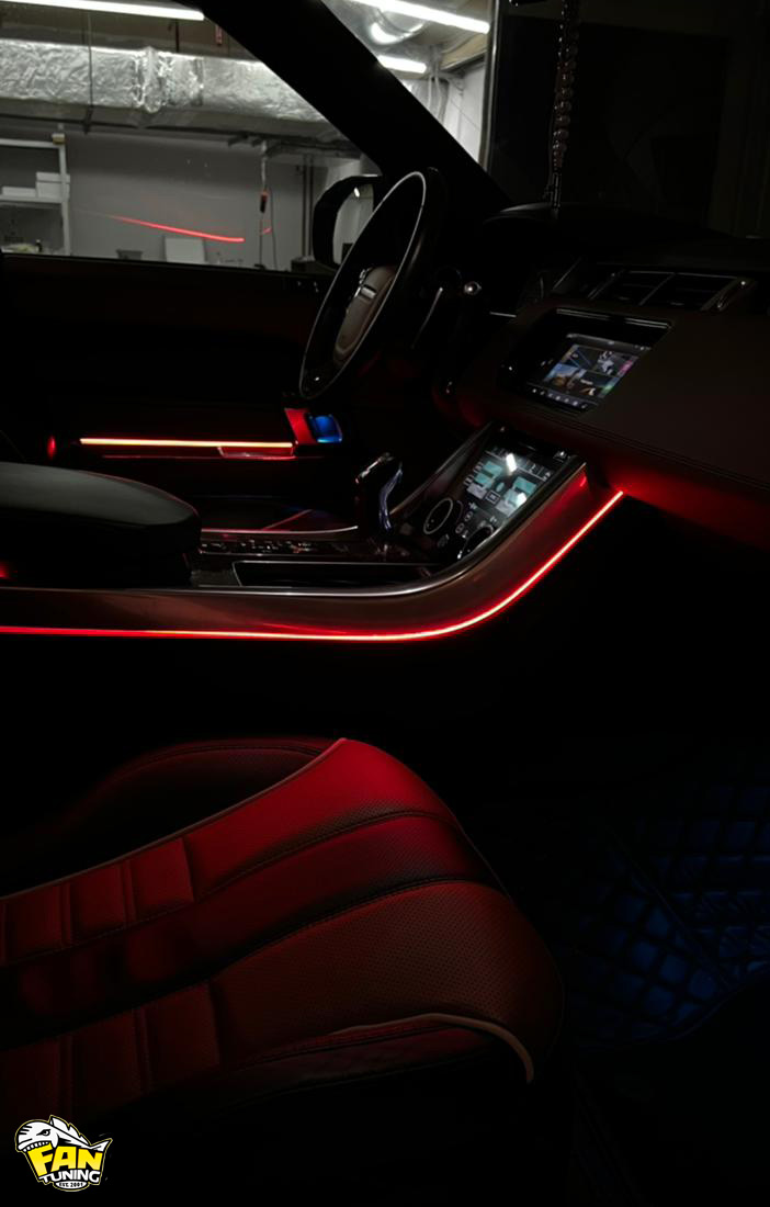 Установка контурной атмосферной подсветки салона Ambient Light в Range Rover Sport